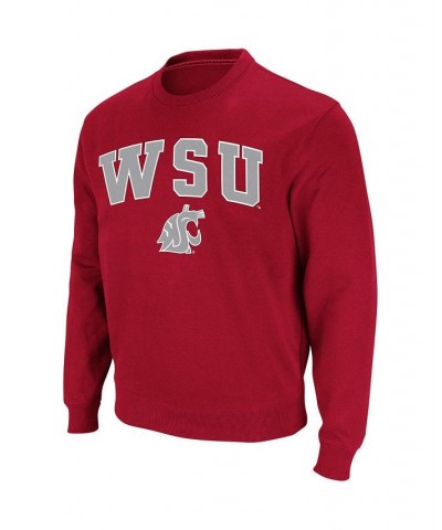 Men's Crimson Washington State Cougars Arch & Logo Crew Neck Sweatshirt $24.43 Sweatshirt