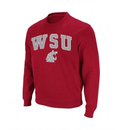 Men's Crimson Washington State Cougars Arch & Logo Crew Neck Sweatshirt $24.43 Sweatshirt