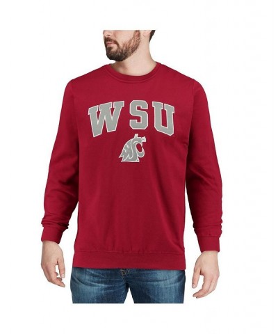 Men's Crimson Washington State Cougars Arch & Logo Crew Neck Sweatshirt $24.43 Sweatshirt