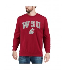 Men's Crimson Washington State Cougars Arch & Logo Crew Neck Sweatshirt $24.43 Sweatshirt