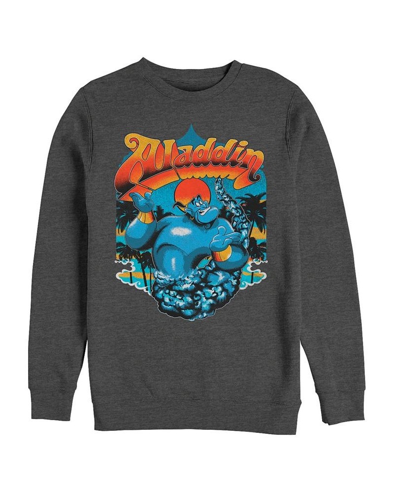 Disney Men's Aladdin Distressed Genie Retro Logo, Crewneck Fleece Gray $22.55 Sweatshirt