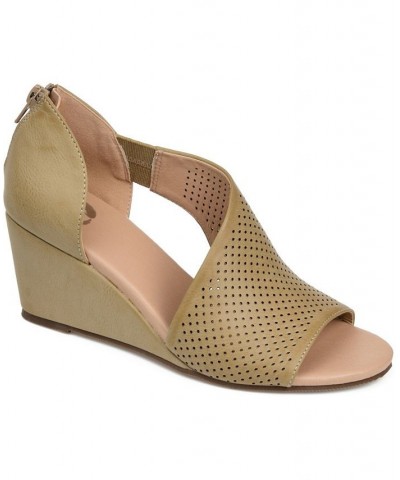 Women's Aretha Perforated Wedges Tan/Beige $49.00 Shoes