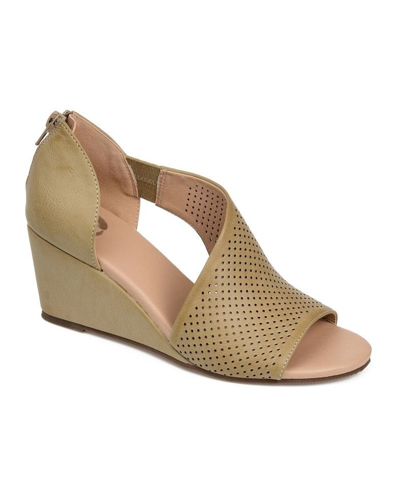 Women's Aretha Perforated Wedges Tan/Beige $49.00 Shoes