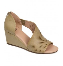 Women's Aretha Perforated Wedges Tan/Beige $49.00 Shoes