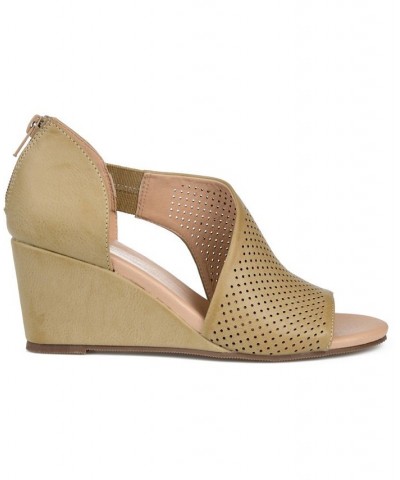 Women's Aretha Perforated Wedges Tan/Beige $49.00 Shoes