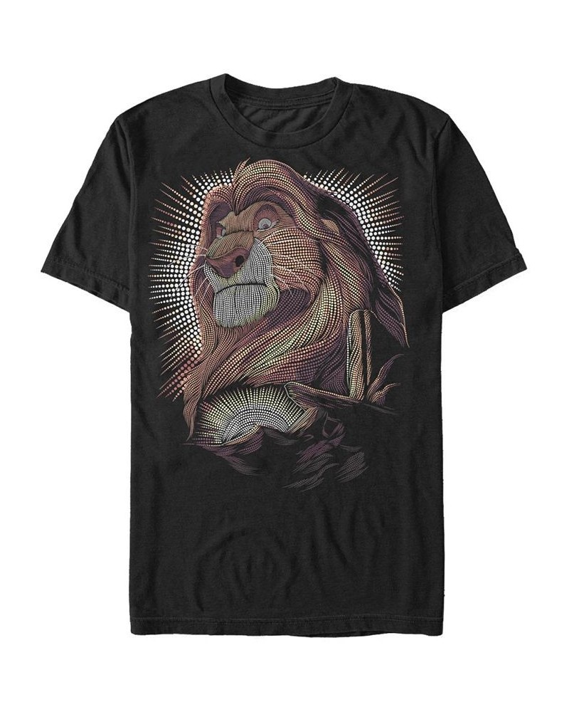 Disney Men’s Lion King Mufasa Pride Rock Dot Art Retro Portrait Short Sleeve T-Shirt Black $15.75 T-Shirts