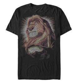 Disney Men’s Lion King Mufasa Pride Rock Dot Art Retro Portrait Short Sleeve T-Shirt Black $15.75 T-Shirts