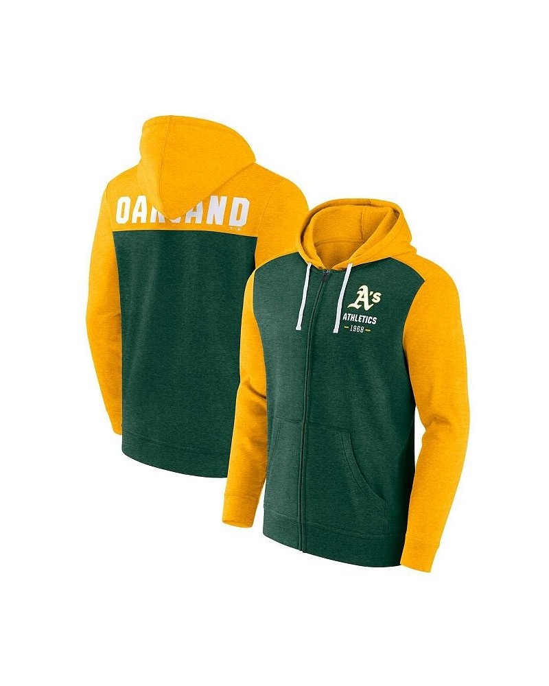 Men's Branded Heathered Green, Heathered Gold Oakland Athletics Blown Away Full-Zip Hoodie $33.60 Sweatshirt