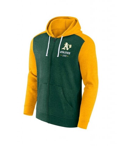 Men's Branded Heathered Green, Heathered Gold Oakland Athletics Blown Away Full-Zip Hoodie $33.60 Sweatshirt