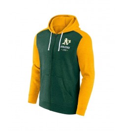 Men's Branded Heathered Green, Heathered Gold Oakland Athletics Blown Away Full-Zip Hoodie $33.60 Sweatshirt