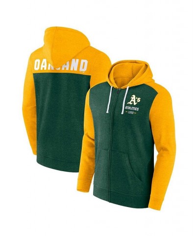 Men's Branded Heathered Green, Heathered Gold Oakland Athletics Blown Away Full-Zip Hoodie $33.60 Sweatshirt