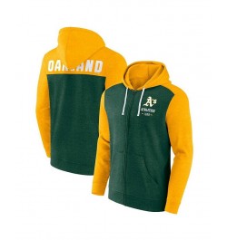 Men's Branded Heathered Green, Heathered Gold Oakland Athletics Blown Away Full-Zip Hoodie $33.60 Sweatshirt