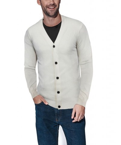 Men's Basic Ribbed Cardigan White $28.49 Sweaters