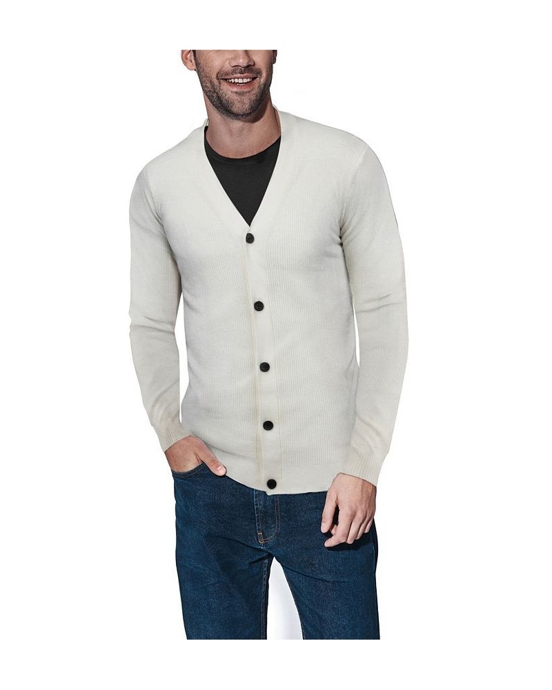 Men's Basic Ribbed Cardigan White $28.49 Sweaters