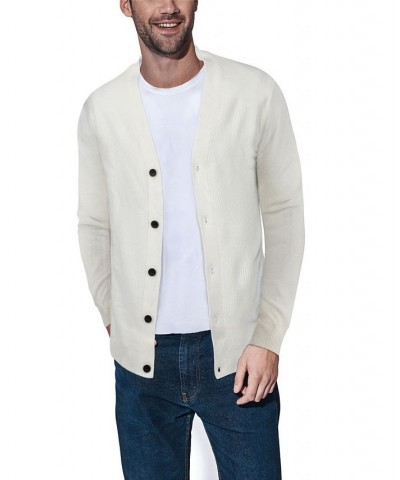 Men's Basic Ribbed Cardigan White $28.49 Sweaters