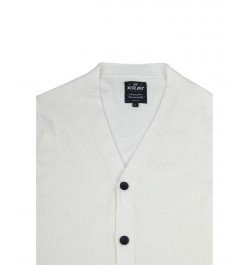 Men's Basic Ribbed Cardigan White $28.49 Sweaters