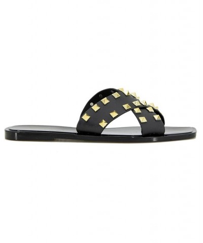 Women's Jaylani Beachy Modern Sandals Black $11.97 Shoes