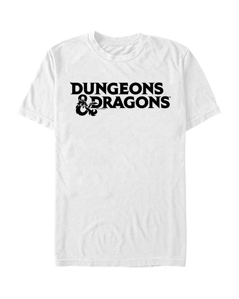 Men's Dungeons And Dragons Stacked Text Logo Short Sleeve T-Shirt White $15.05 T-Shirts