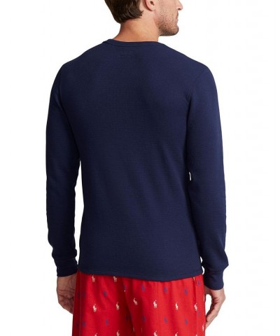 Men's Waffle-Knit Pajama Shirt w/ Ralph Lauren's Heraldic Crest Blue $17.47 Pajama