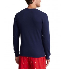 Men's Waffle-Knit Pajama Shirt w/ Ralph Lauren's Heraldic Crest Blue $17.47 Pajama