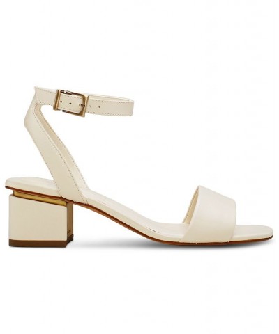 Acaylee Two-Piece Block-Heel City Sandals White $50.14 Shoes