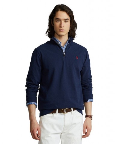 Men's Cotton Mesh Quarter-Zip Pullover Blue $45.90 Shirts