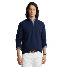 Men's Cotton Mesh Quarter-Zip Pullover Blue $45.90 Shirts