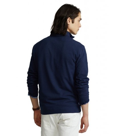 Men's Cotton Mesh Quarter-Zip Pullover Blue $45.90 Shirts