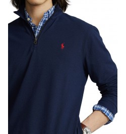 Men's Cotton Mesh Quarter-Zip Pullover Blue $45.90 Shirts