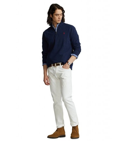 Men's Cotton Mesh Quarter-Zip Pullover Blue $45.90 Shirts