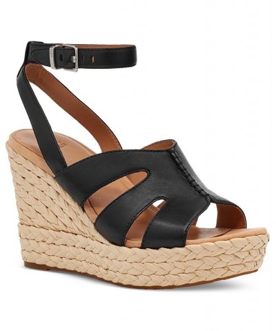 Women's Careena Ankle-Strap Espadrille Platform Wedge Sandals Black $54.60 Shoes