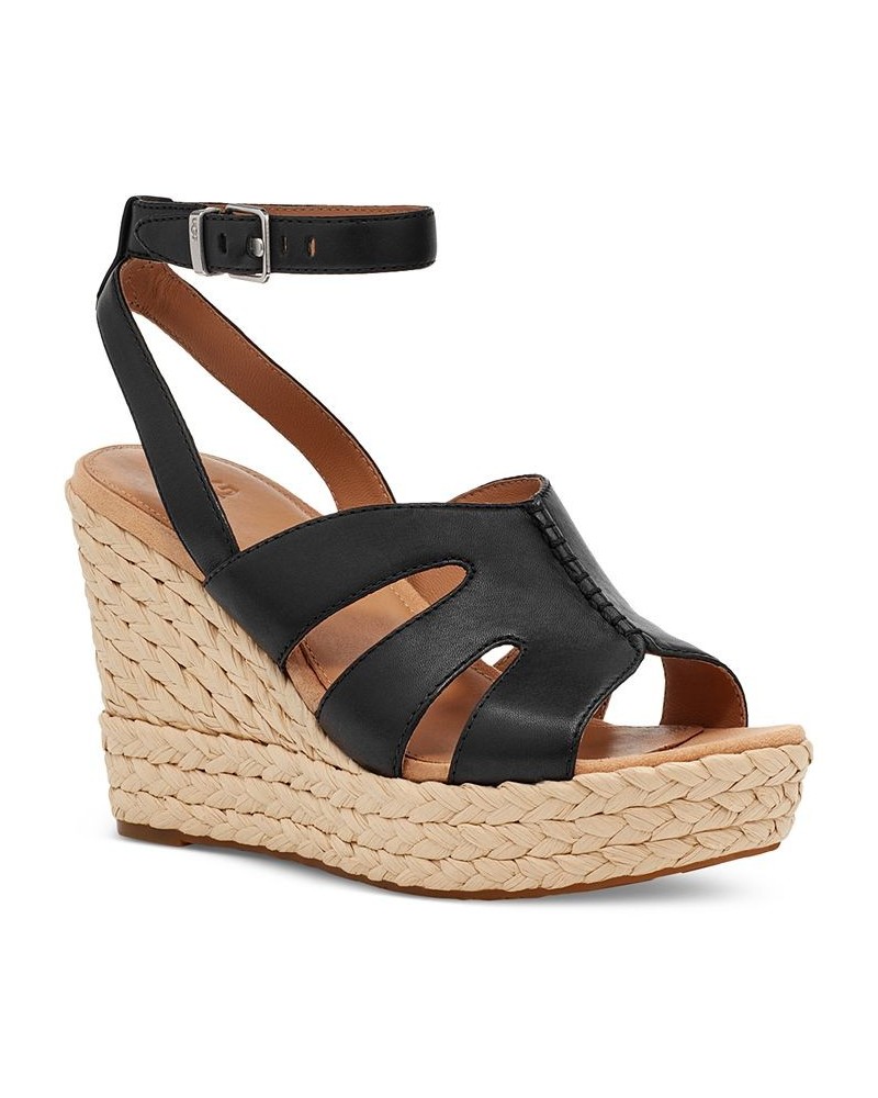 Women's Careena Ankle-Strap Espadrille Platform Wedge Sandals Black $54.60 Shoes