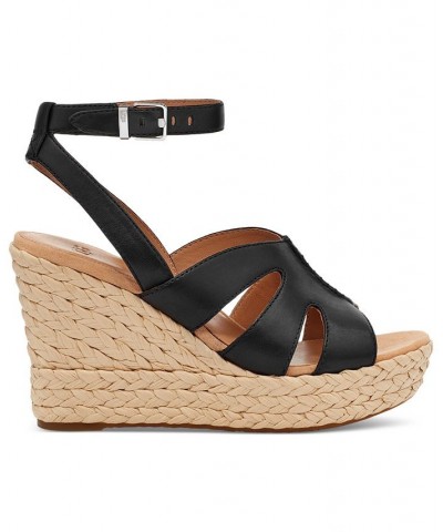 Women's Careena Ankle-Strap Espadrille Platform Wedge Sandals Black $54.60 Shoes