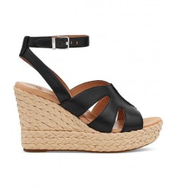 Women's Careena Ankle-Strap Espadrille Platform Wedge Sandals Black $54.60 Shoes