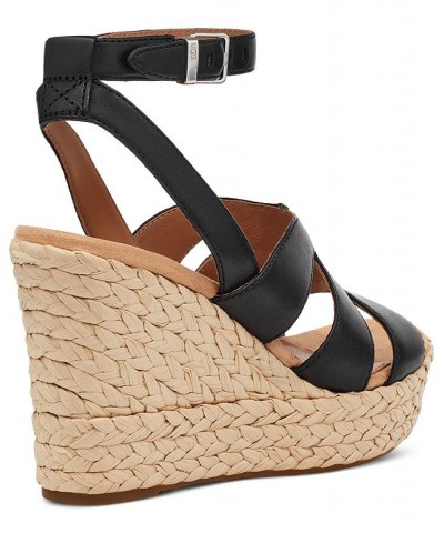 Women's Careena Ankle-Strap Espadrille Platform Wedge Sandals Black $54.60 Shoes