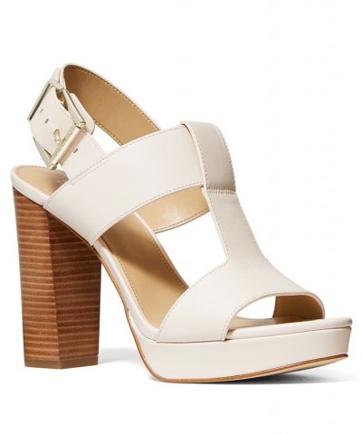 Women's Becker T-Strap Slingback Platform Sandals Tan/Beige $44.55 Shoes