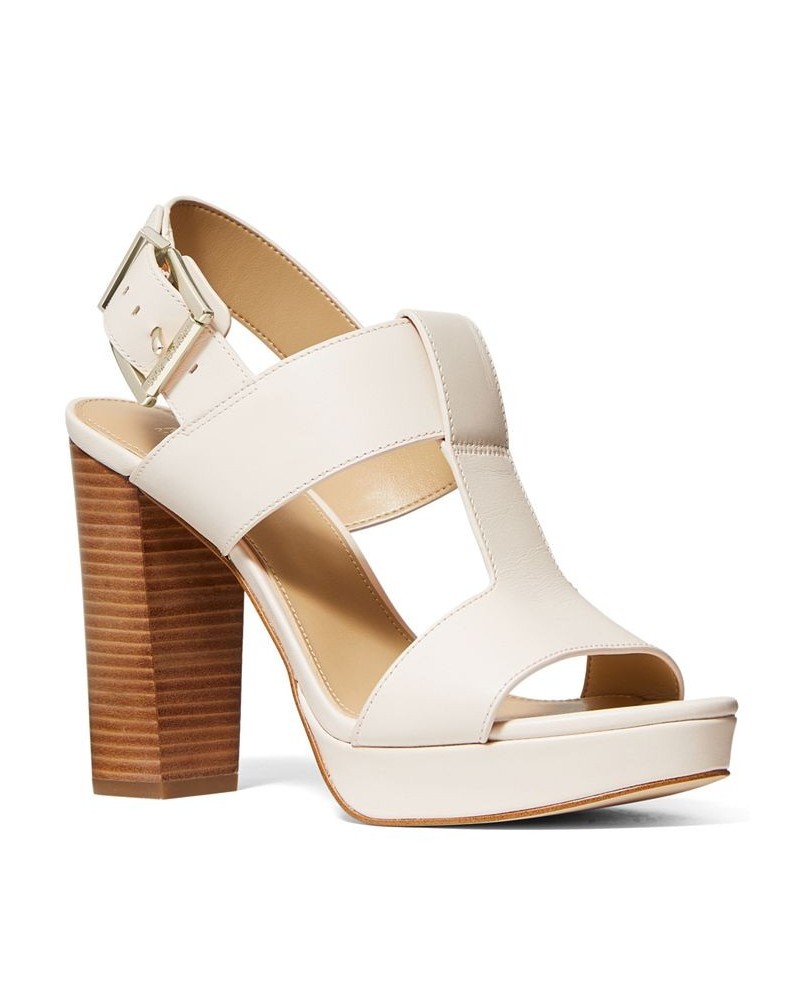 Women's Becker T-Strap Slingback Platform Sandals Tan/Beige $44.55 Shoes