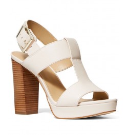 Women's Becker T-Strap Slingback Platform Sandals Tan/Beige $44.55 Shoes