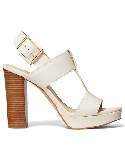 Women's Becker T-Strap Slingback Platform Sandals Tan/Beige $44.55 Shoes