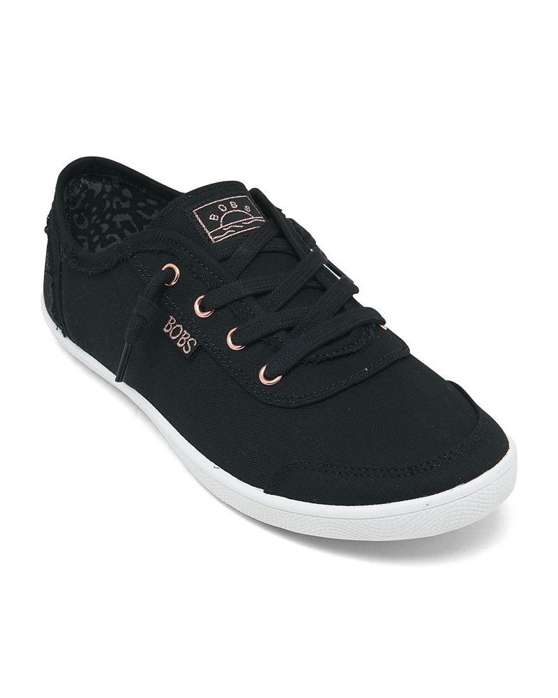 Women's BOBS-B Cute Lace Casual Sneakers Black $22.95 Shoes