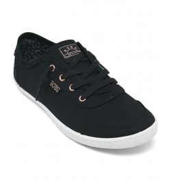 Women's BOBS-B Cute Lace Casual Sneakers Black $22.95 Shoes