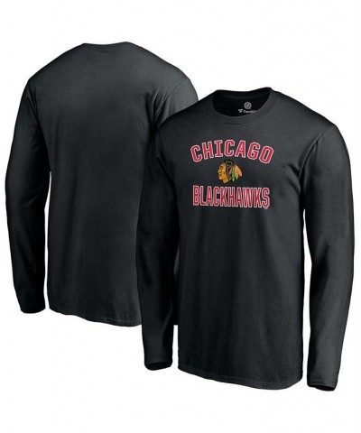 Men's Black Chicago Blackhawks Team Victory Arch Long Sleeve T-shirt $17.00 T-Shirts