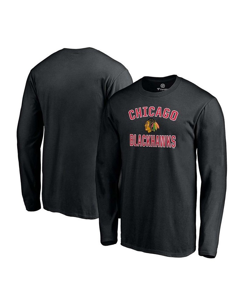 Men's Black Chicago Blackhawks Team Victory Arch Long Sleeve T-shirt $17.00 T-Shirts