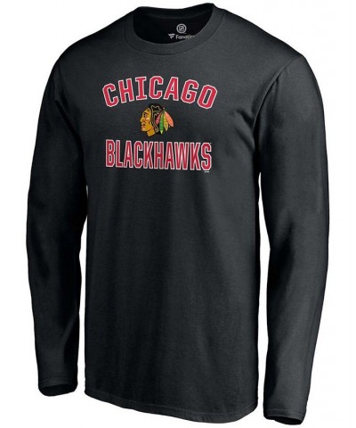 Men's Black Chicago Blackhawks Team Victory Arch Long Sleeve T-shirt $17.00 T-Shirts