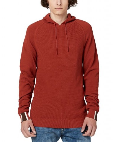 Men's Wihut Contrasting Cuffs Hoodie Red $14.53 Sweatshirt