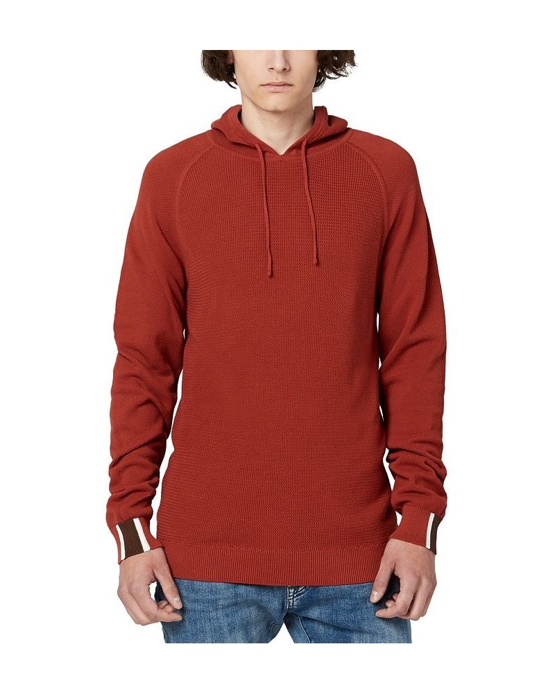 Men's Wihut Contrasting Cuffs Hoodie Red $14.53 Sweatshirt