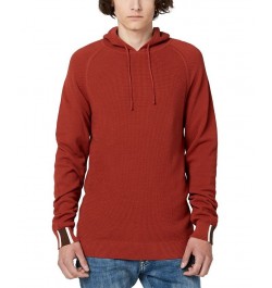 Men's Wihut Contrasting Cuffs Hoodie Red $14.53 Sweatshirt