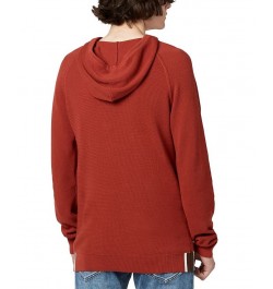 Men's Wihut Contrasting Cuffs Hoodie Red $14.53 Sweatshirt