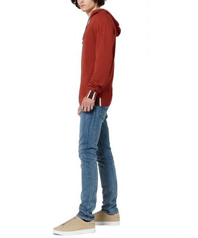 Men's Wihut Contrasting Cuffs Hoodie Red $14.53 Sweatshirt