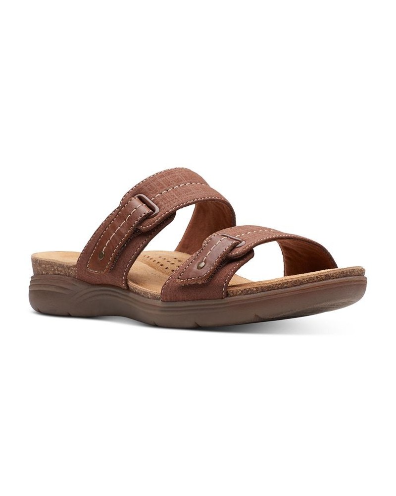 Women's April Dusk Slip-On Slide Sandals Tan/Beige $43.68 Shoes